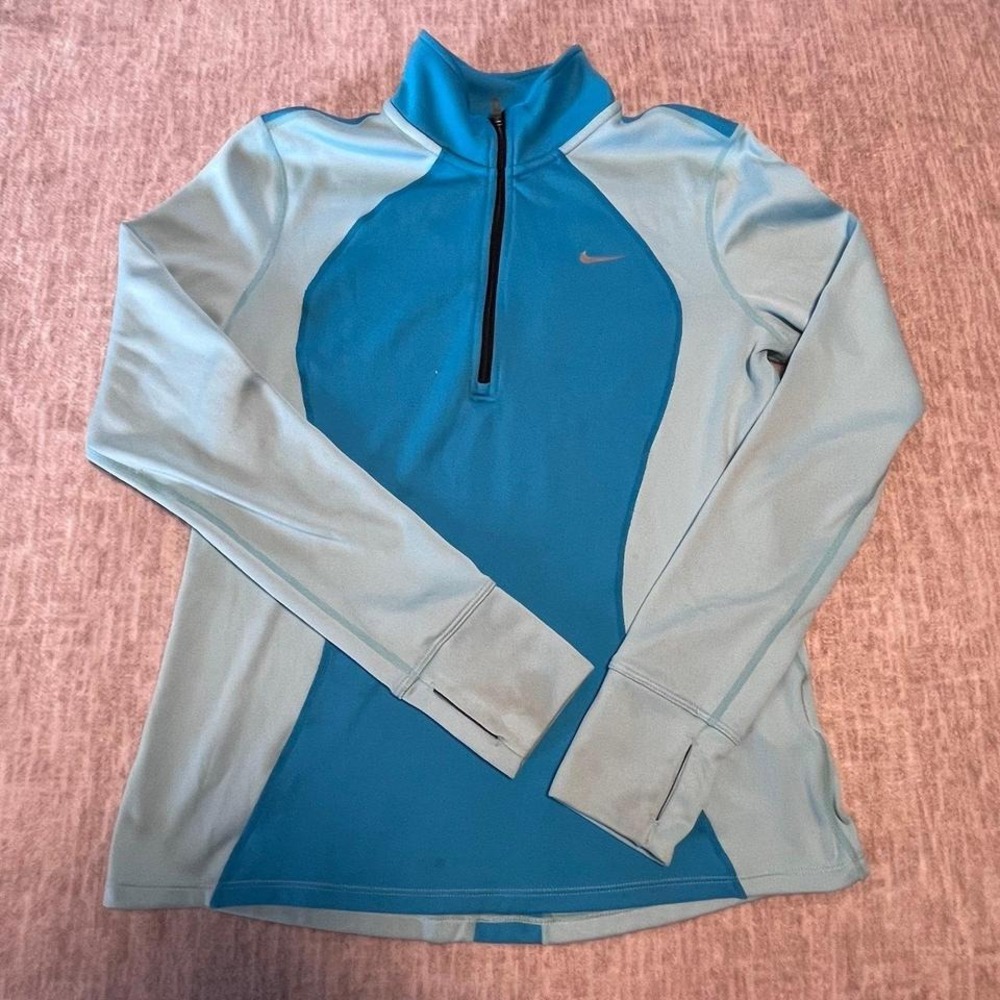 Nike Dri-Fit Running Half‎ Zip Pullover Women's Size M Blue Long Sleeve Athletic